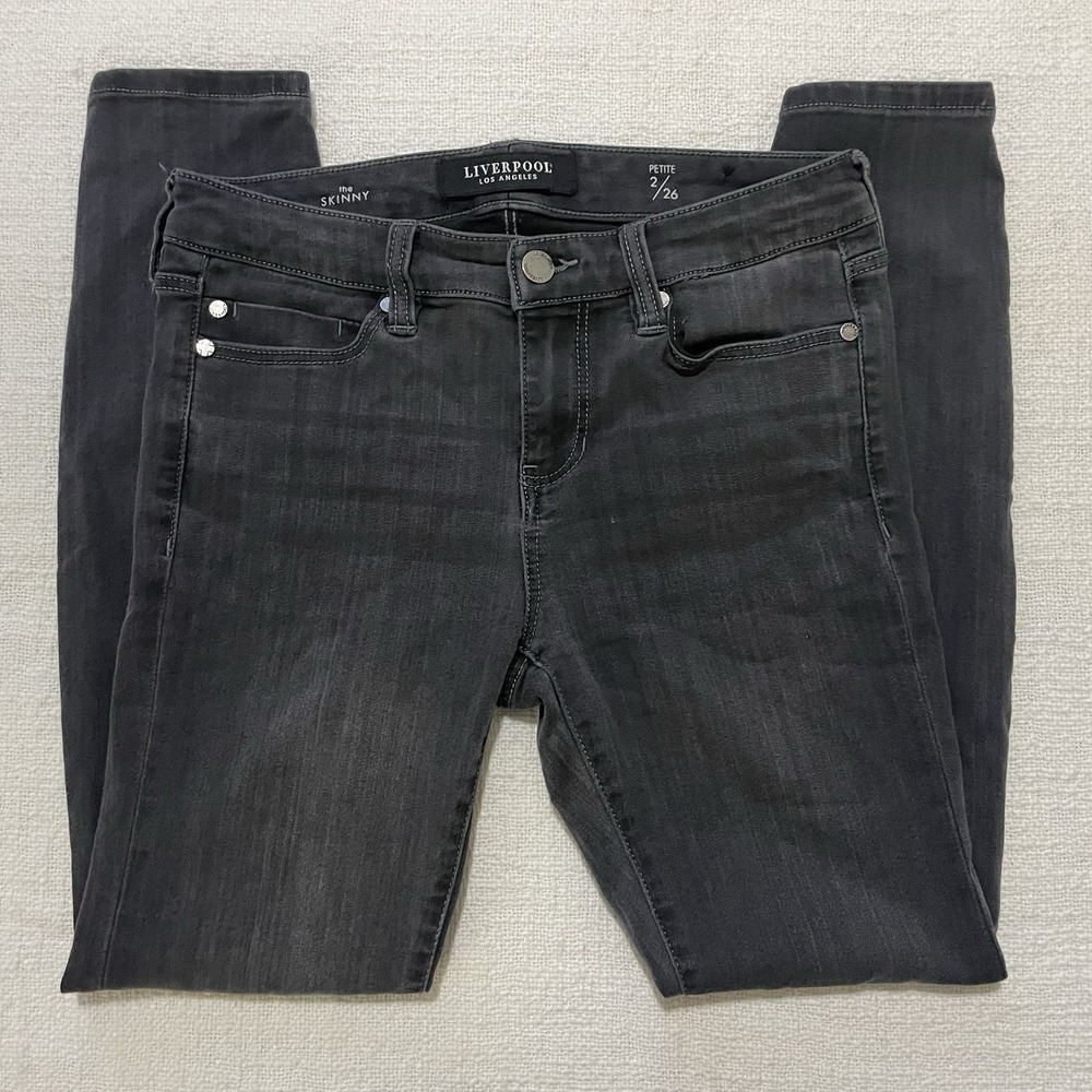 Liverpool The Straight Charcoal Gray Black Women's 2/26 Denim jeans stretch‎